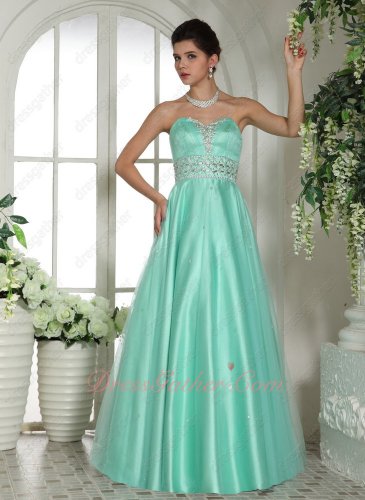 Mint Apple Green Little Puffy Tulle Military Evening Ball Gown Predominant