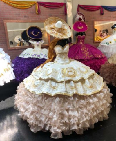 Charro Insignia Horse Embroidery and Ruffles Quinceanera Dress Layered Skirt