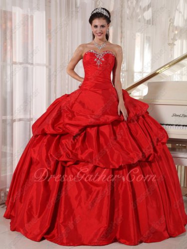 Alizarin Crimson/Dull Red Taffeta Lady Grand Bustle Celebrity Ball Gown Ready Sale