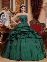 Dark Hunter Green Strapless Floor Length Ball Dress Military Party