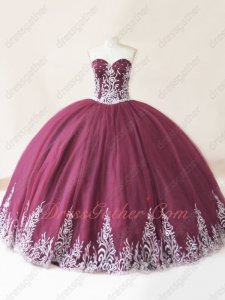 Best Seller Western Vestidos De Quinceanera Burgundy With Silver Embroidery