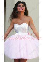 New Look Sweetheart Neck Baby Pink Puffy Tulle Girl Mini Homecoming Dress