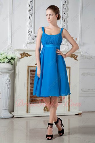 Square Azure Blue Empire Waist Cover Pregnant Belly Short Prom Dress Soft Chiffon