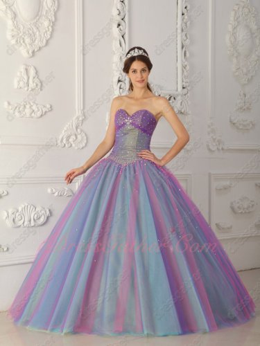 Multilayer Multicolor Colorful Tulle Princess Quince Ball Gown Stage Performance