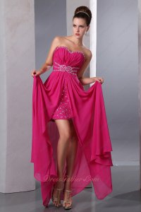 Crystals Magenta Rose Chiffon Middle Slit Mini Package Skirt Inside Evening Gowns