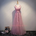Pale Mauve/Cameo Brown Color Of 2019 Scoop A-line Horsehair Hemline Formal Prom Dress