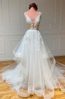 Horsehair Wavy Cascade Waterfalls Garden Casual Light Wedding Dress With Lace