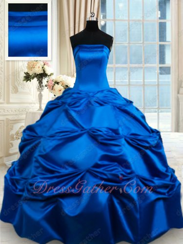 Classical Royal Blue Thick Satin Plain Village Quinceanera Ball Gown September