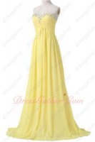 Special Price Beaded Sweetheart Neckline Long Daffodil Chiffon Evening Dress