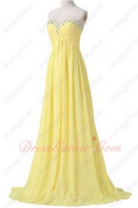 Special Price Beaded Sweetheart Neckline Long Daffodil Chiffon Evening Dress