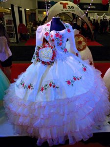 Sweetheart Embroidery Mexican Charro Tiered Skirt Quinceanera Ball Gown Jacket