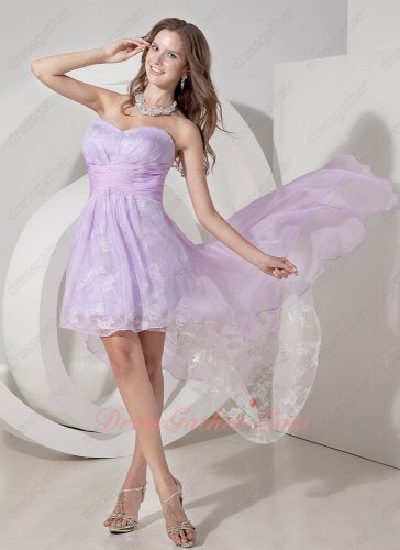 High-low Style Lilac Chiffon Cover Lace Fabric Fairy Graduation Dress Girl Prefer