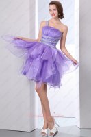 Dark Bright Lavender Inverted Triangle Organza One Shoulder Short Cocktail Dressing