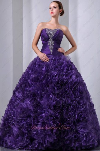 Floor Length Fully Ruffles Skirt Blue Purple Elegant Ball Gown For Women