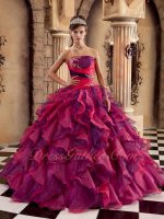 Fuchsia/Purple Mixed Skirt Strapless Quinceanera Ball Gown Good Reviews