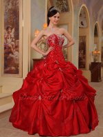 Beaded Wine Red Dropped Waist Best Quinceanera Dress For Cheap