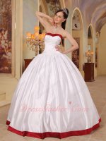 Simple White/Wine Red Bordure Quince Military Ball Gown Drinking Party