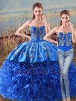 Detachable Top and Bottom Two Pieces Western Designer Embroidery Ball Gown Royal Blue