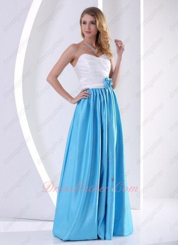 Brief White Blouse Aqua Blue Floor Length Smooth Skirt Online Formal Party Dress Junior