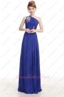Suitable One Shoulder Royal Blue Chiffon Evening Dress Factory Direct Shipping