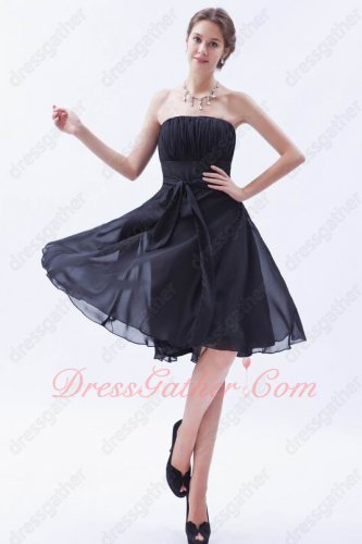 Attend Wedding Ceremony Strapless Knee Length Black Bridesmaid Dress Cheap