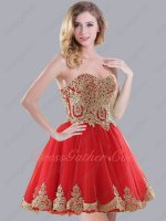 Popular Ananas Comosus Pattern Short Cocktail Red Dress Under 80