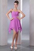 Flattering Deep Lilac/Mallow Chiffon Inverted Triangle Skirt Prom Dress Casual