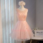 Pearl Bodice Knee Length Puffy Blush Tulle Homecoming Dress Girl Prefer