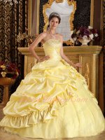 Daffodil Taffeta Military Pageant Sweet 16 Ball Gown With Symmetrical Bubble