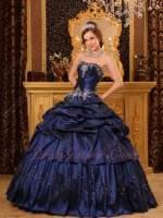 Remarkable Handmade Navy Blue Dress To Girls Quinceanera Party Concert Hall Ball Gown