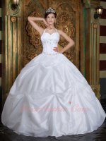 Simple Halter Picks-up Skirt Pure White Taffeta Designer Quinceanera Gown Cheap