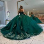 Pop Color Emerald Green Sparkle Tulle Quinceanera Dresses Lace Up Corset Back