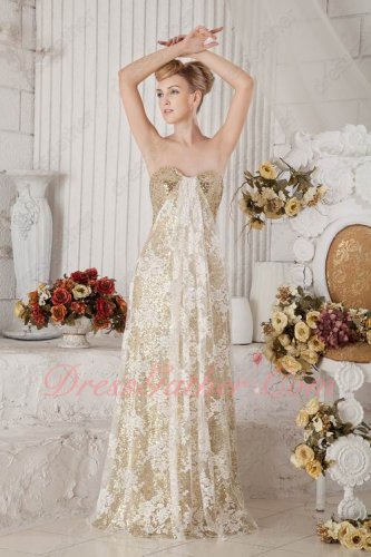 Best Seller Champagne Gold Sparkle Sequin With Lace Night Evening Prom Gown Petite