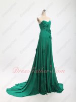 Elegant Hunter Green 3D Flowers Forest Series Drama Prom Dress Custom Made