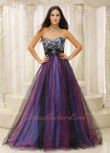 Leopard Bodice Colorful Tutu Floor Length Tulle Military Evening Prom Gowns Pretty