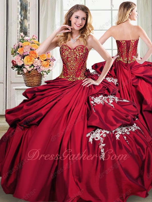 Floor Length Bubble Cake Quince Ball Gown Light Wine Red With Gold Consult Get Coupon - Click Image to Close