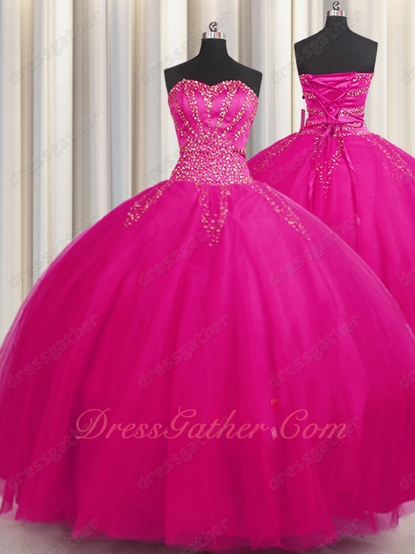 Multilayers Gauze Tulles Fuchsia Plain Skirt Quinceanera Ball Gown Special Price - Click Image to Close