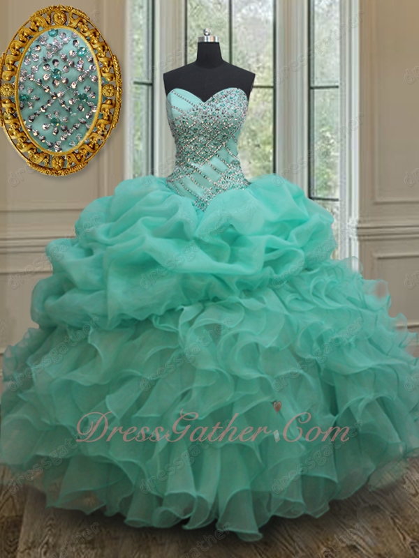 Stunning Mint Green Ball Gown Quinceanera Dresses Beaded Sweet 16 Dress to Party - Click Image to Close