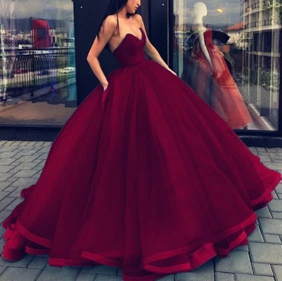 Sweetheart Voluminous Pleats Piping Binding Hemline Burgundy Quinceanera Dress Gorgeous - Click Image to Close