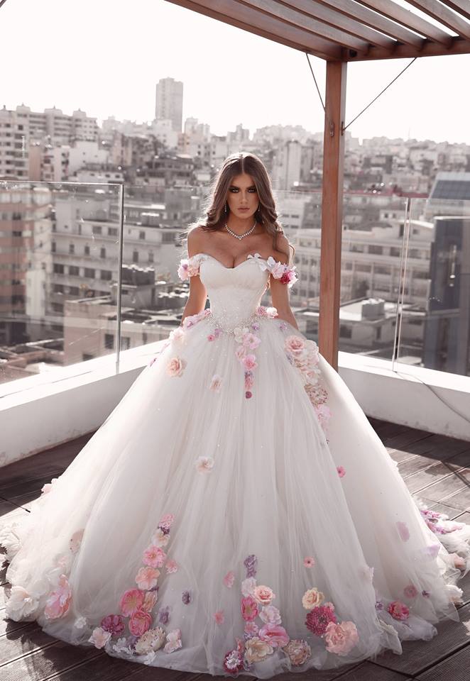 Flower Fairy Colorful 3D Flowers Adorned White Quinceanera Dress Beautiful - Click Image to Close