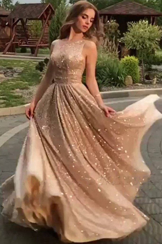 Exquisite Shiny Champagne Gold Flashy Paillette Gathering Party Dress Hot Sale - Click Image to Close