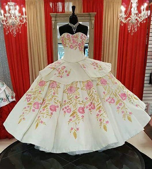 Amazing Embroidery Peplum Layered Skirt Charro Quinceanera Dress Sweet 15 Ball Gown - Click Image to Close