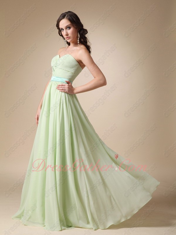 Long Chiffon Jr Bridesmaid Group Dress Attend Wedding Ceremony Mint Green With Ice Blue - Click Image to Close
