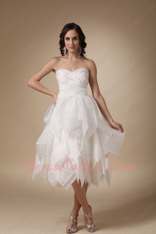 Unique Tea-length Cascade Skirt White Homecoming Dress - Click Image to Close