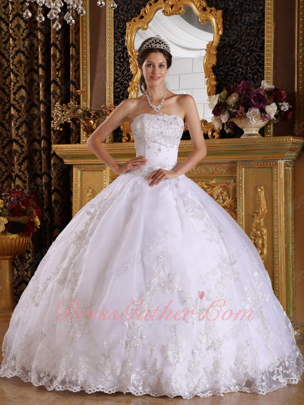 Spotlessly White Appliques Quinceanera Ball Gown Factory Real Products Picture - Click Image to Close