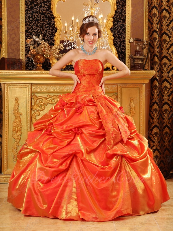 Elegant Picks-up Emberllishment Orange Red Quinceanera Dress - Click Image to Close