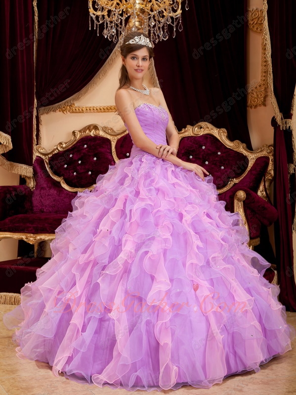 Pretty Lilac And Pink Mingled Ruffles Quinceanera Party Ball Gown Fresh - Click Image to Close