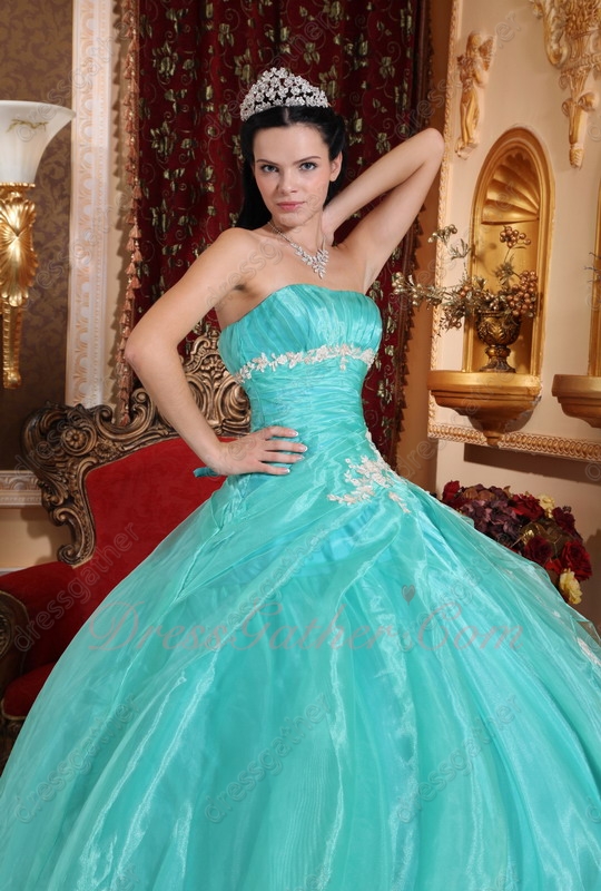 Leisure Floor Length Quince Court Ball Dresses By Apple Green Organza - Click Image to Close