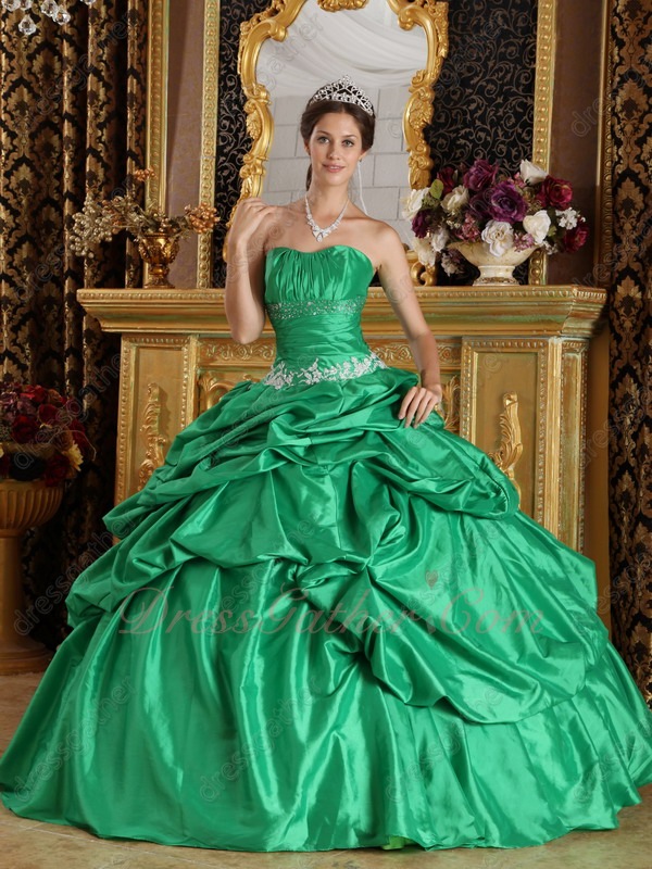 Deep Dust Spring Green Bulging Puffy Bubble Quinceanera Wear Ball Dress Promotion - Click Image to Close