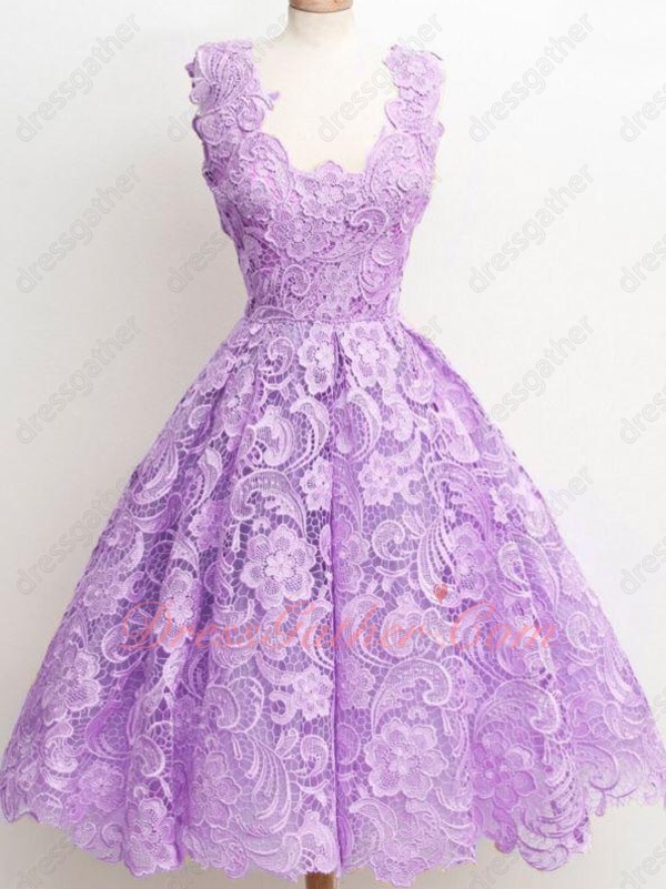 Lilac Knee Length High Quality Bandanna Lace For Celebrity 2023 New - Click Image to Close